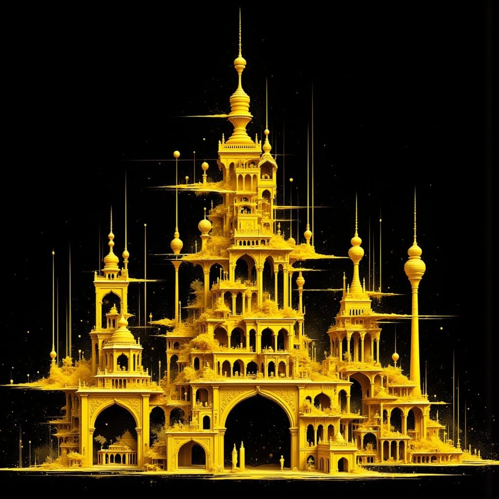 Forbidden City Structures in Syd Mead Style