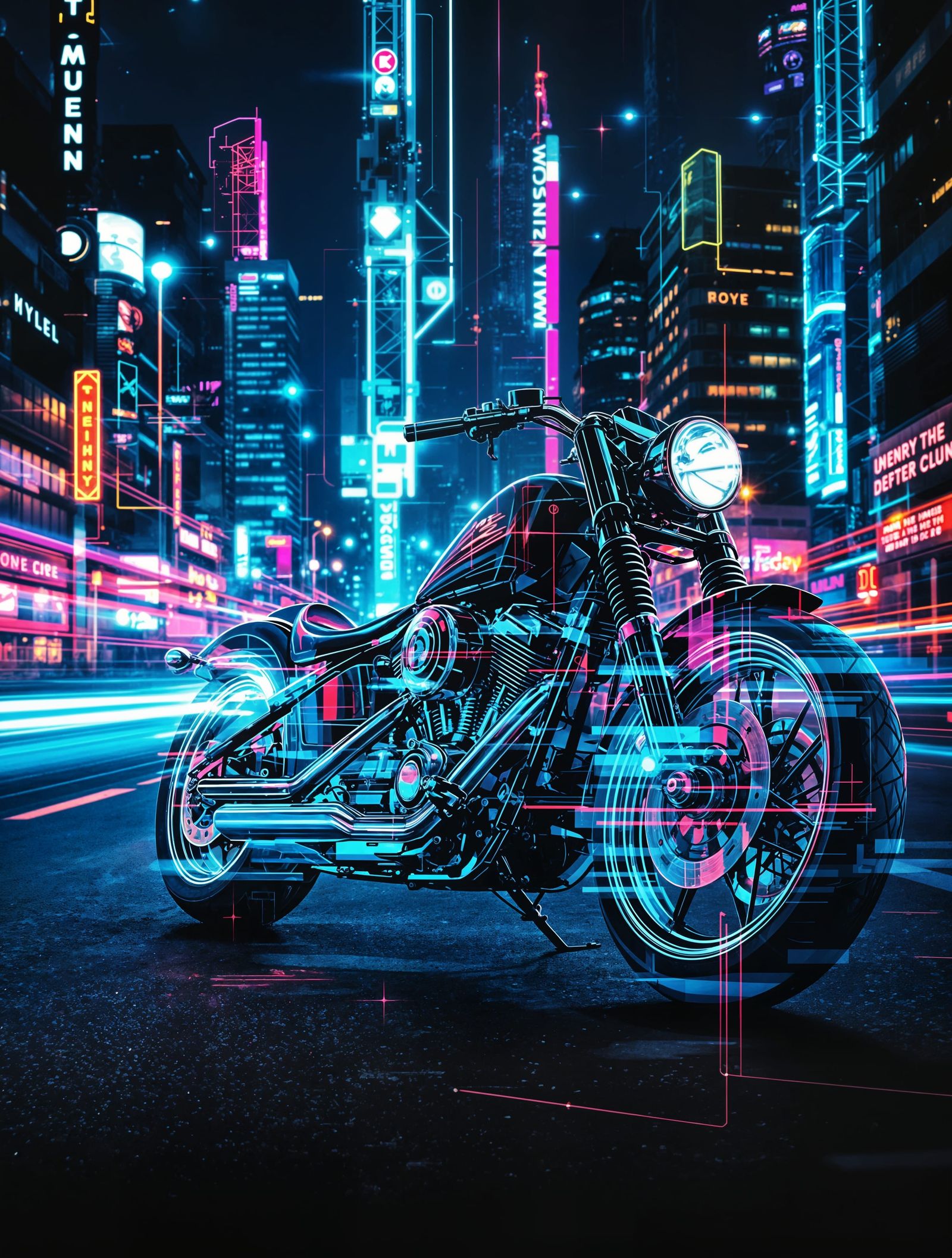 Vibrant Cyberpunk Motorcycle Unites Past and Future