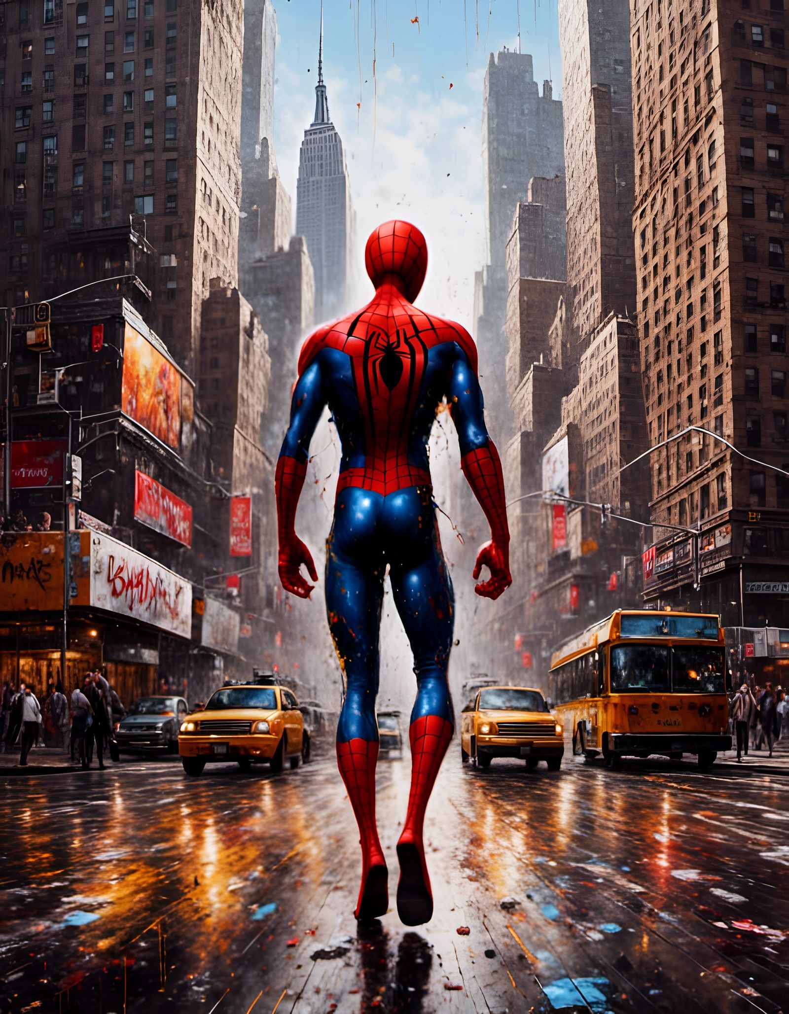 Spiderman in New York Graffiti Art Style