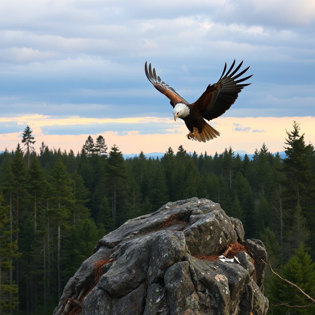 River Landscape with Stag and Eagle
