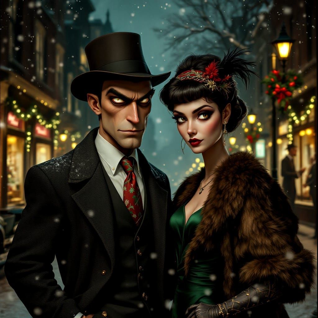A Roaring Twenties Couple at Christmas in a Mothballed City