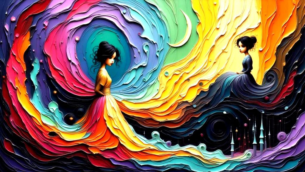 Mystical Abstract Artwork with Swirling Colors