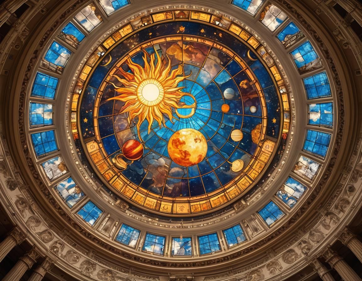 Celestial Stained Glass Dome in Beaux-Arts Rotunda