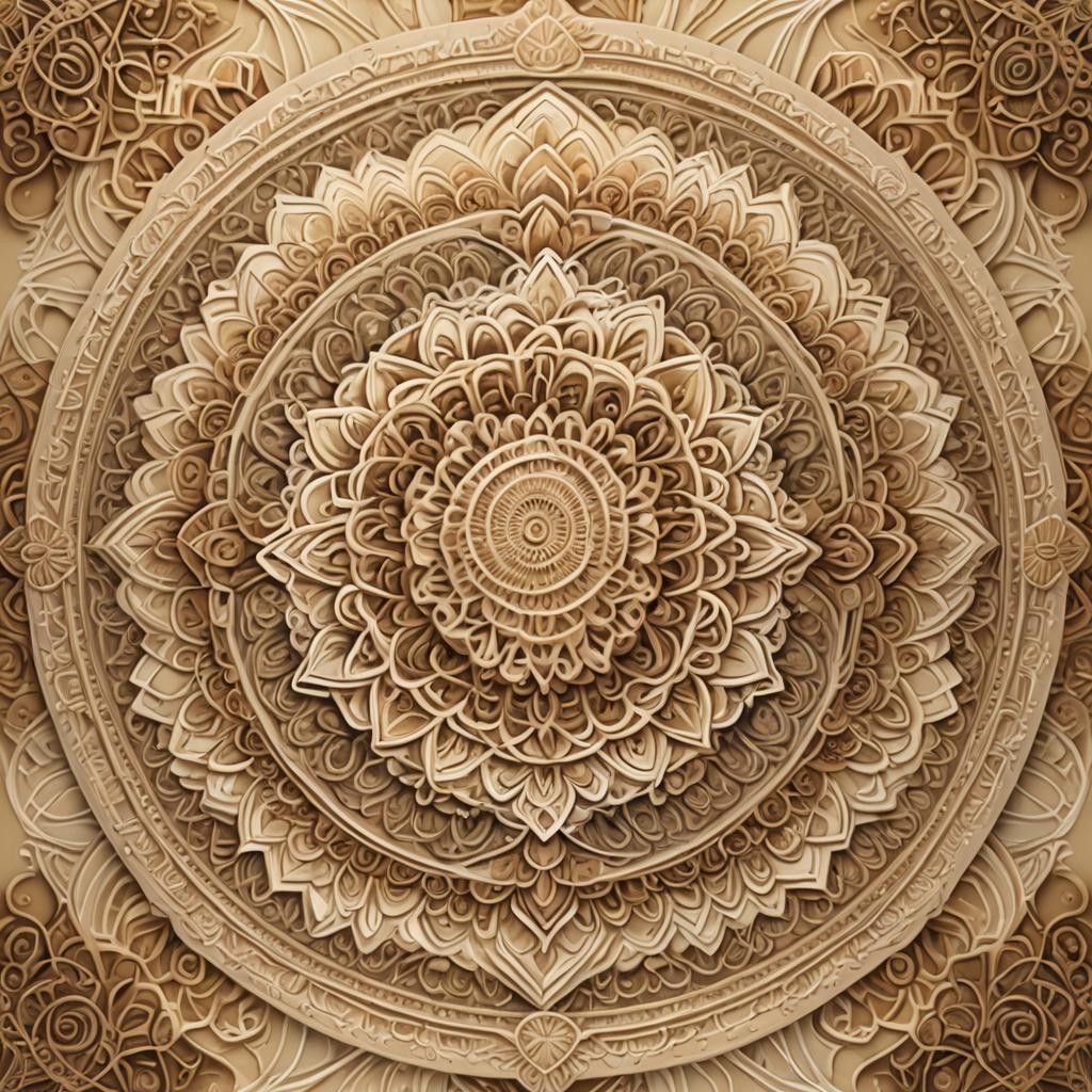 Intricate Floral Mandala Design in Monochrome Colors