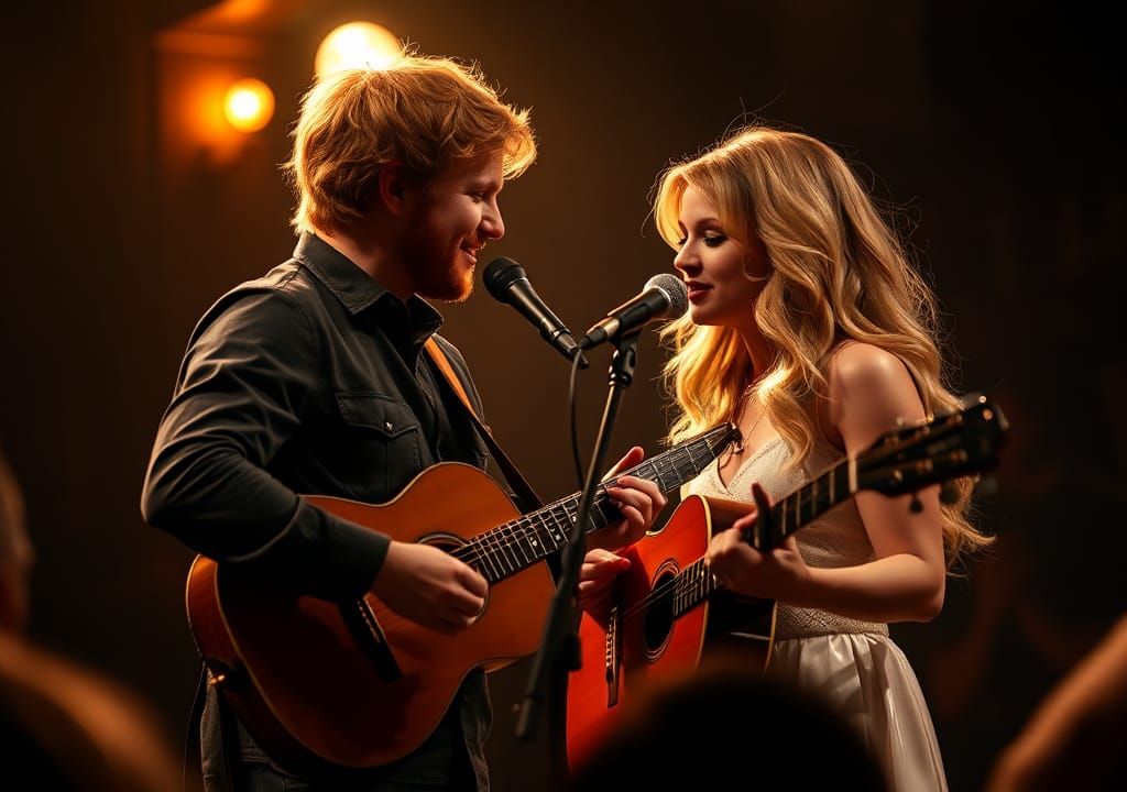 Singers Perform Duet in Dimly Lit Club