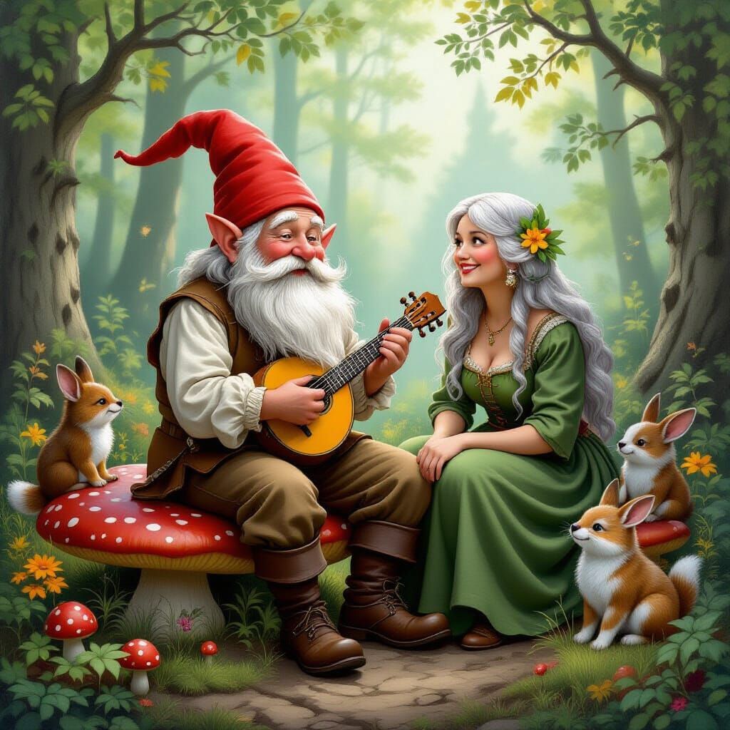 Gnome Flute Serenade in Dreamy Forest