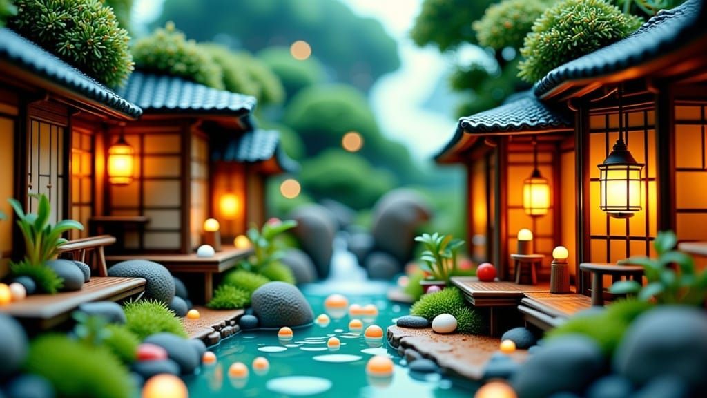 Whimsical Japanese Bath House in Studio Ghibli Style