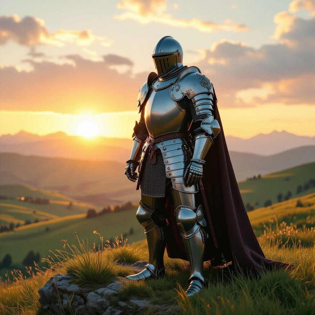 Medieval Knight in Golden Sunlight