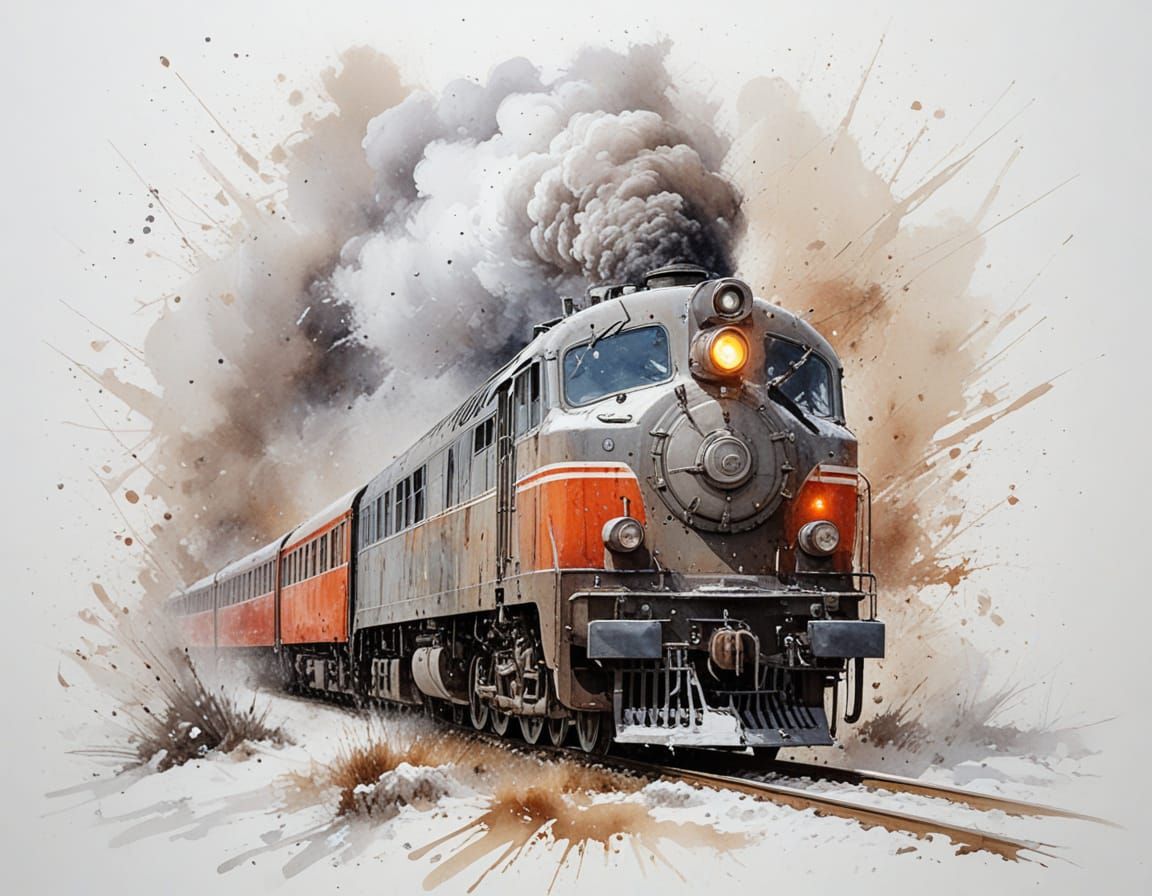 Winter Train Journey Through Snowy Landscapes