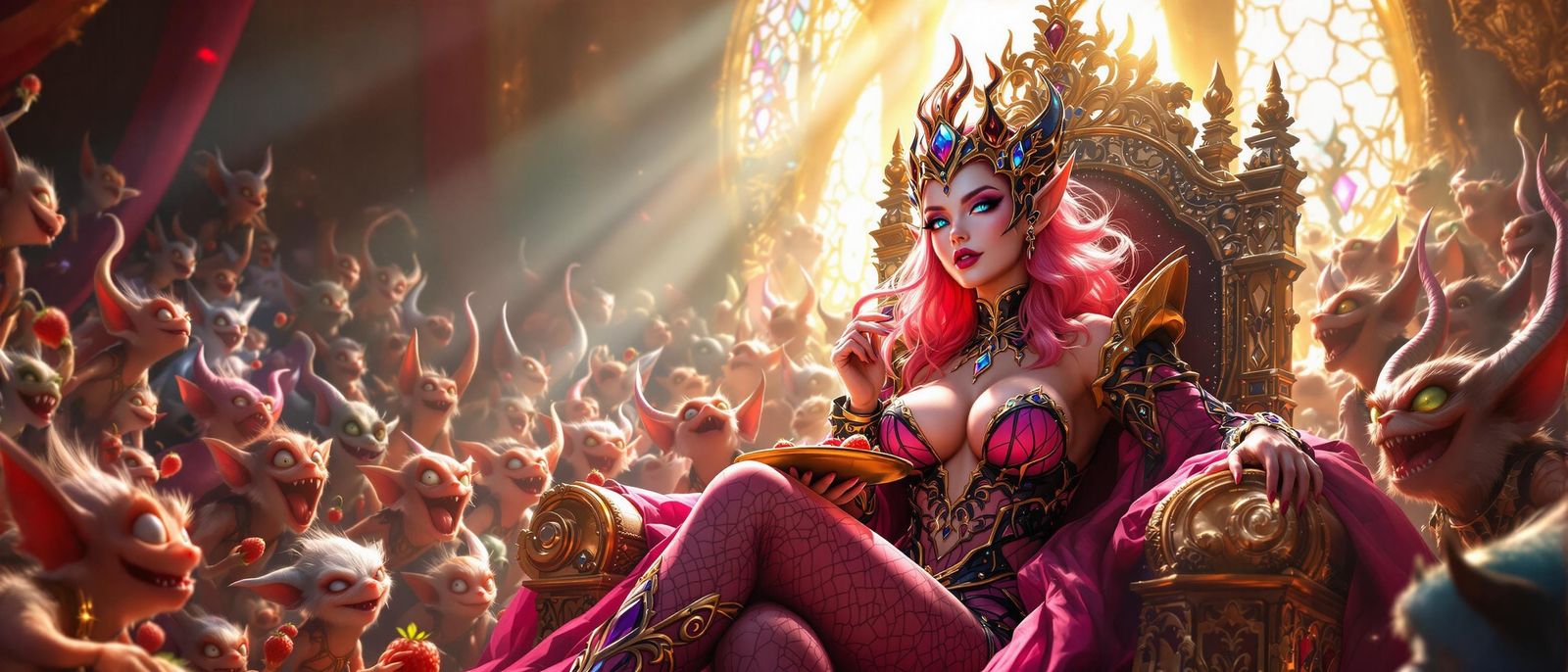 Regal Goblin Queen in Vibrant Anime Style