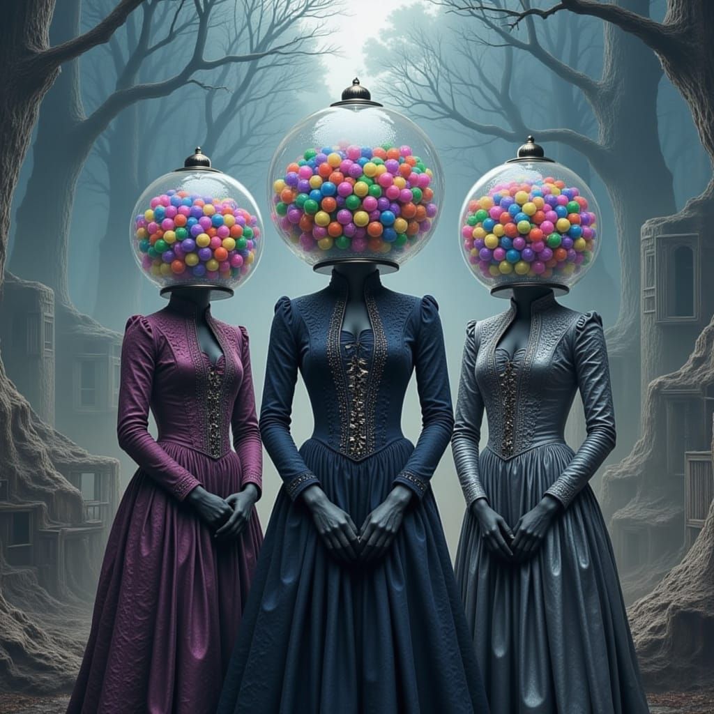 Dystopian Forest Figures with Gumball Heads