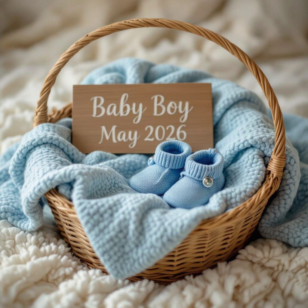 Baby Boy Arrival Photo Setup with Blue Blanket and Booties