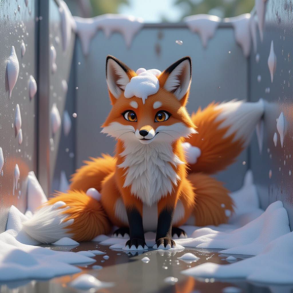 Multi-Tailed Fox Washed in Soapy Water
