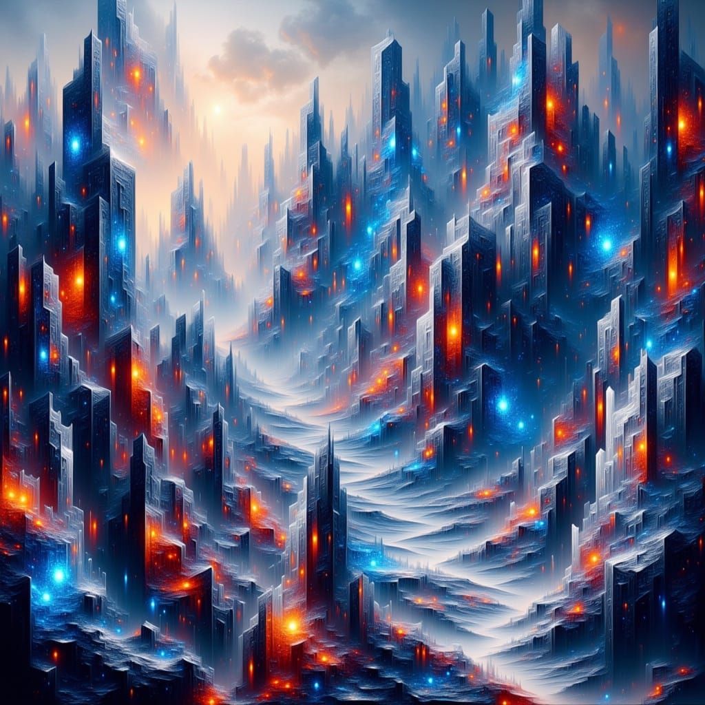 Surreal Cityscape in Impossible Architecture Style