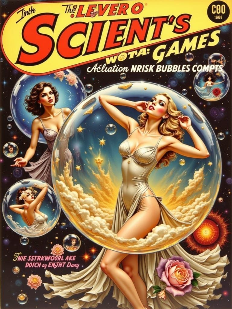 Ethereal Beauty: Women in Bubbles, Retrofuturism Airbrush Ar...