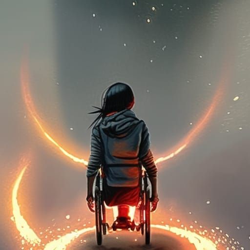 Woman in Wheelchair Descends Burning Hill