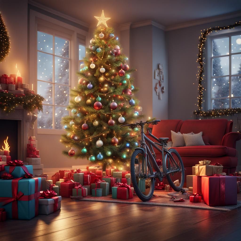 Festive Christmas Tree with Gifts and Decorations