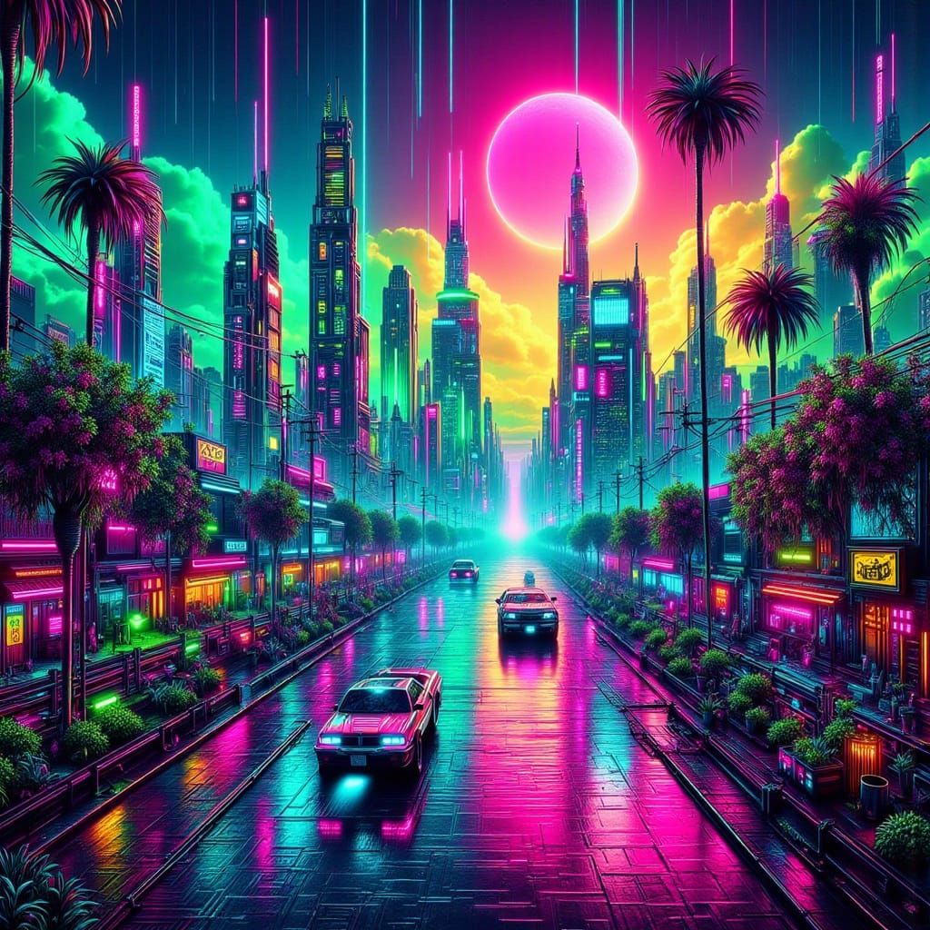 Cyberpunk Asparagus Town: A Sci-Fi Skyline