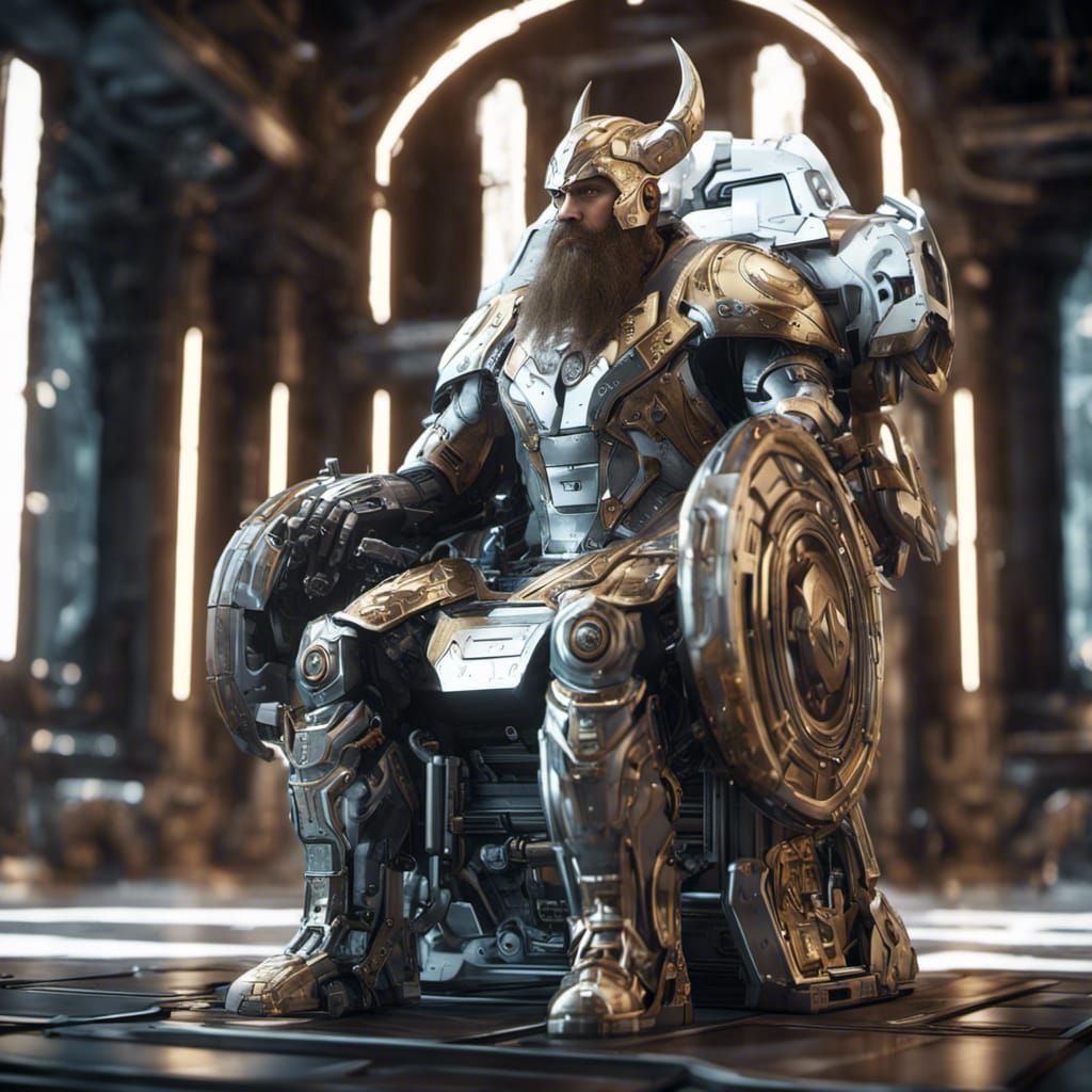 Futuristic Viking King with Gold Details