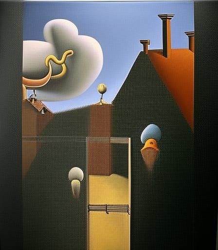 Surreal Suburban Neighborhood in Dali Style