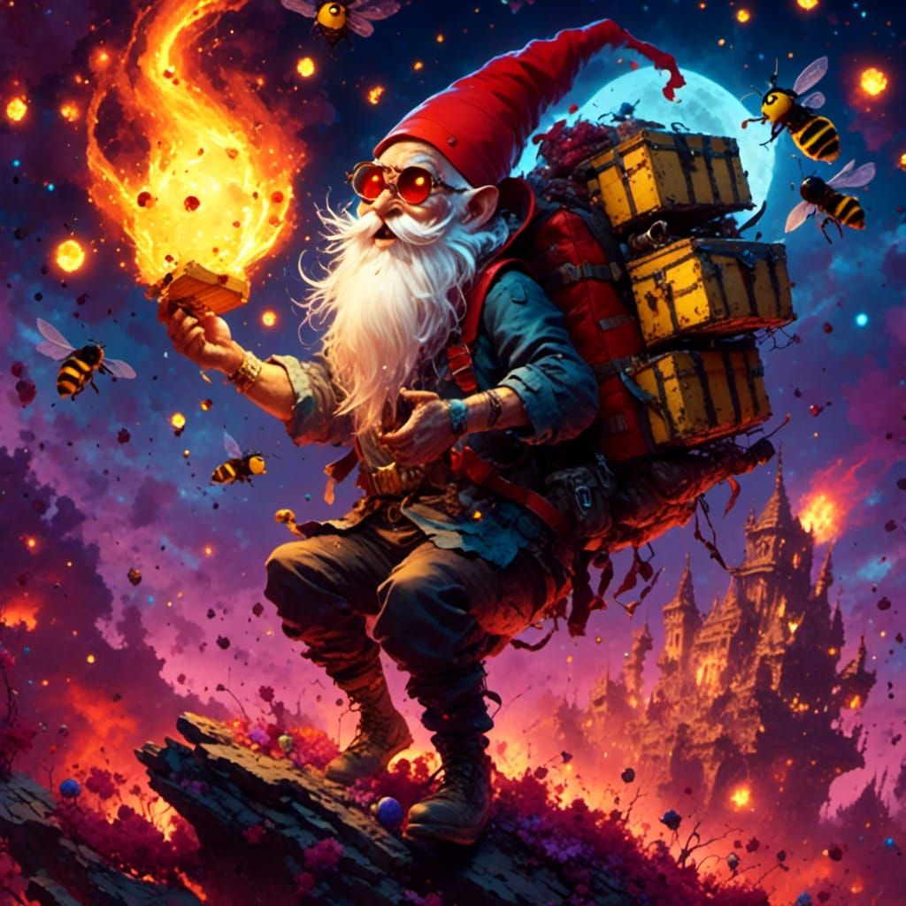 Undead Gnome Wizard Laughing in Space, Anime Style