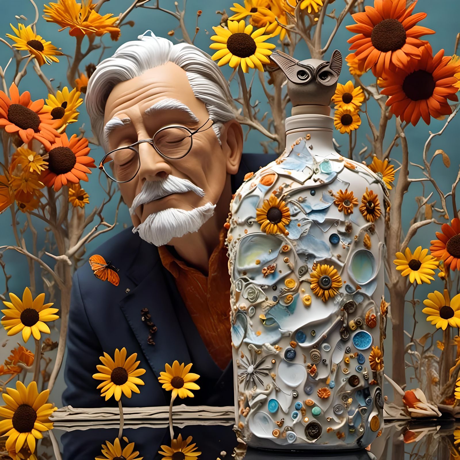 Polymer Clay: Vodka Bottle Swishes Man