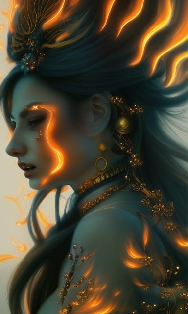 Ethereal Fire Goddess in Hyperdetailed Fantasy Art