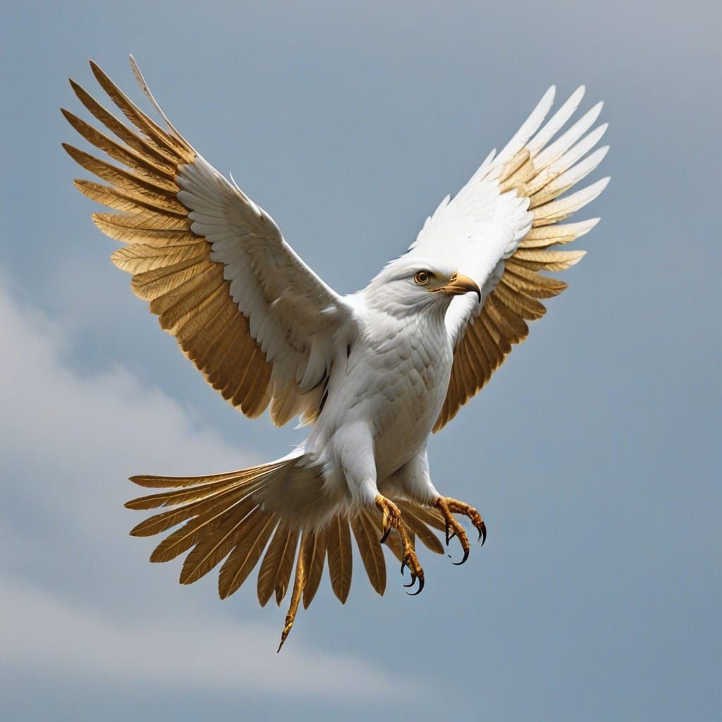 Majestic White Bird with Radiant Golden Wings