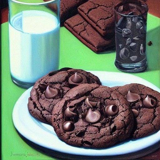 Mint Chocolate Chip Cookies in Oil Painting Style