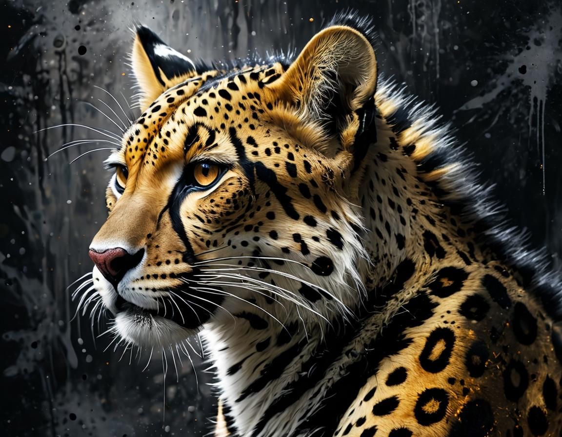 King Cheetah in Dark Fantasy Grunge Style