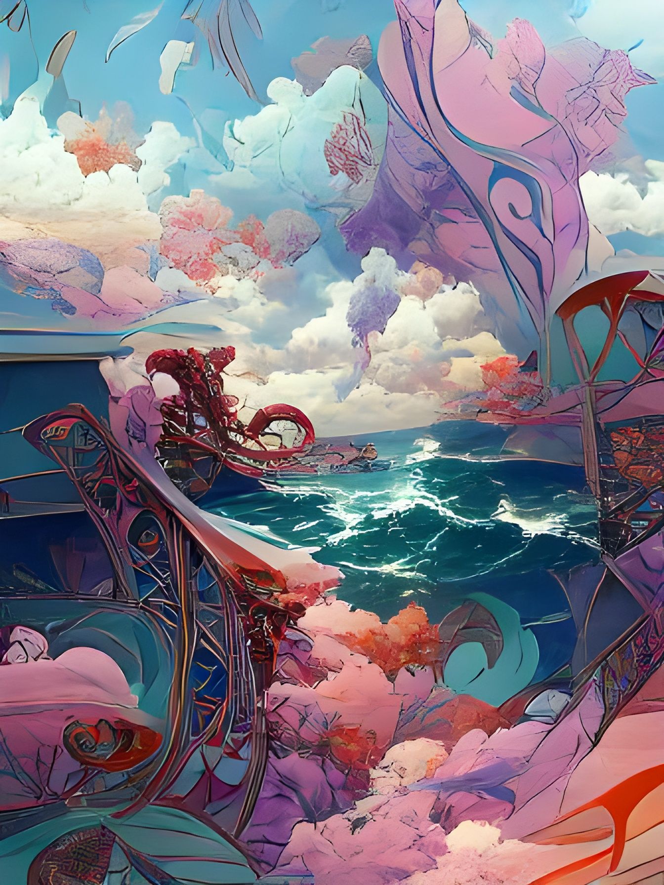Dazzling Mystery Seascape in Art Nouveau Style