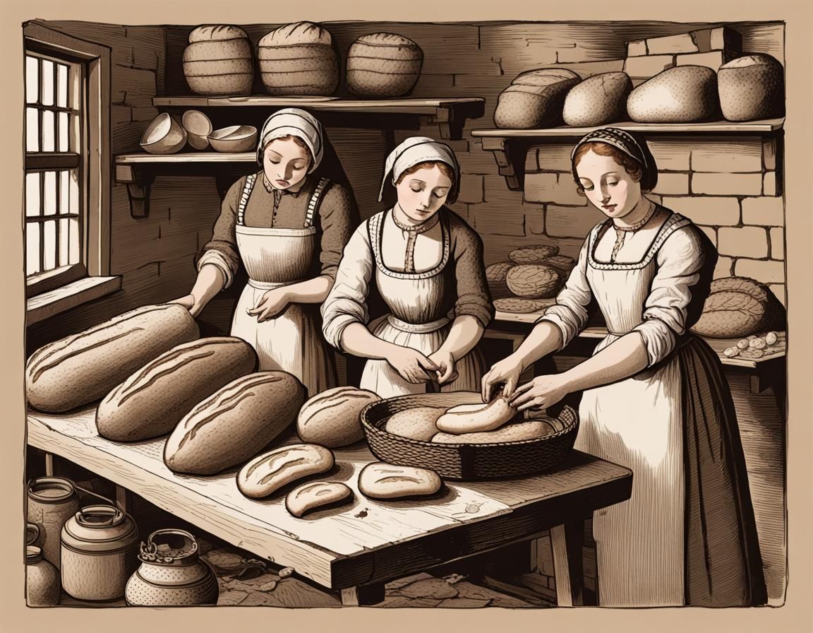 Tudor Era Bakery Scene in Emily Preyer Style