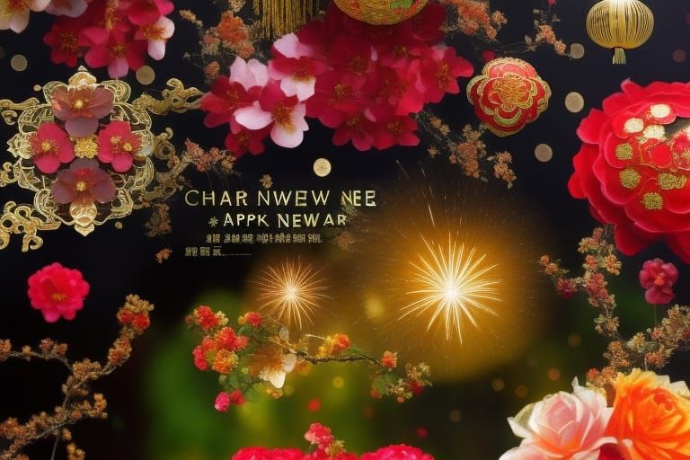 Abundant Chinese New Year in Mixed Media Collage