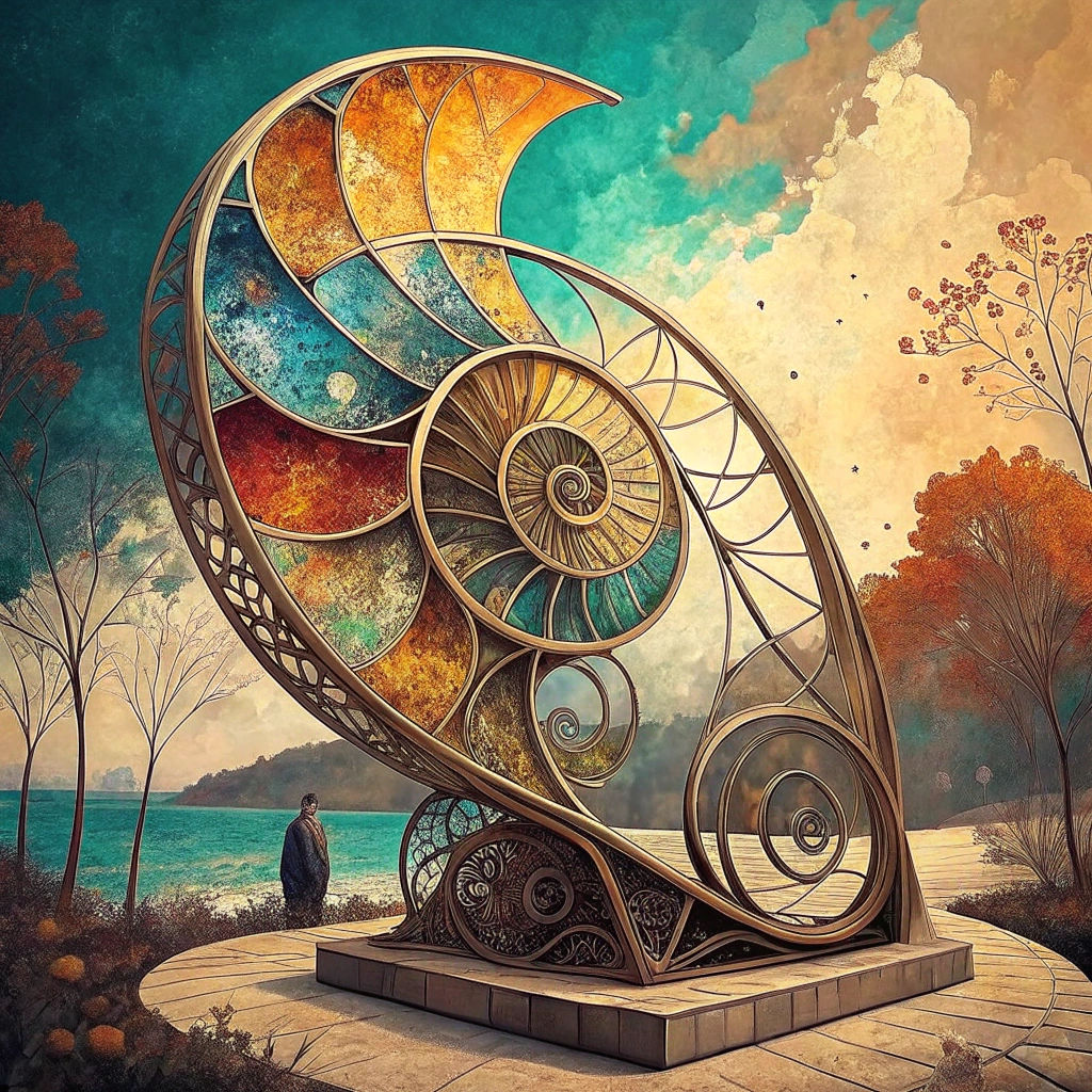 Surreal Scrap Metal Sculpture in Geometric Bauhaus Style