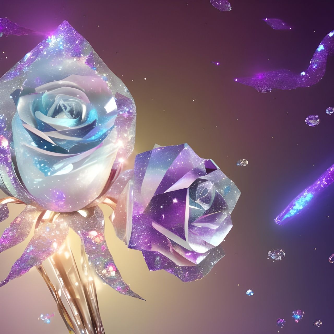 Sparkling Crystal Rose Sci-Fi Concept Art