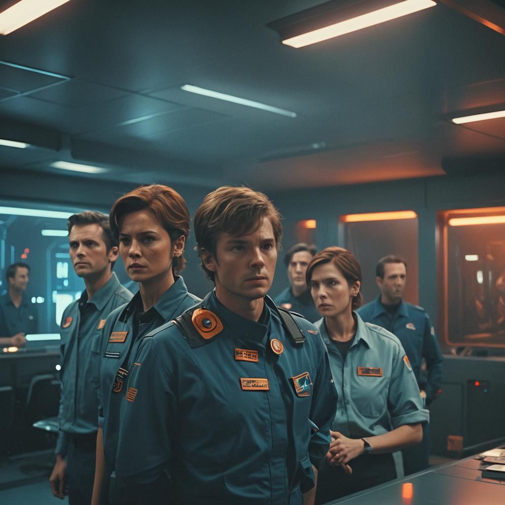 Accusation in a Spaceship: Cinematic Film Still