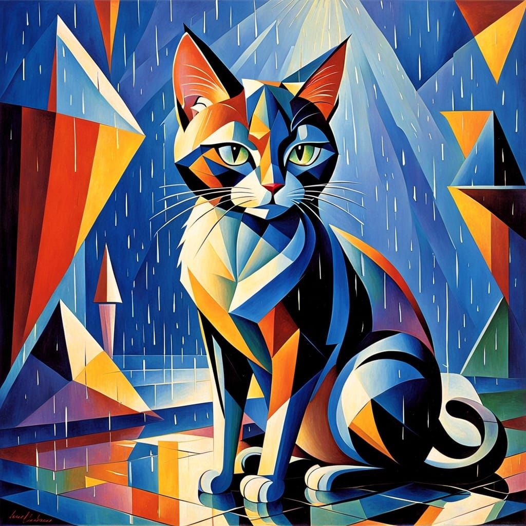Feline Form in Abstract Cubism