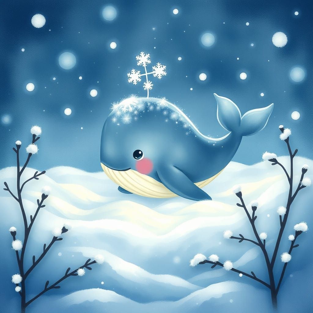 Whimsical Winter Whale Nursery Scene