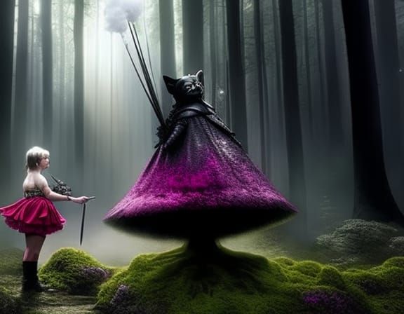 Gothic Hello Kitty's Surreal Forest Adventure