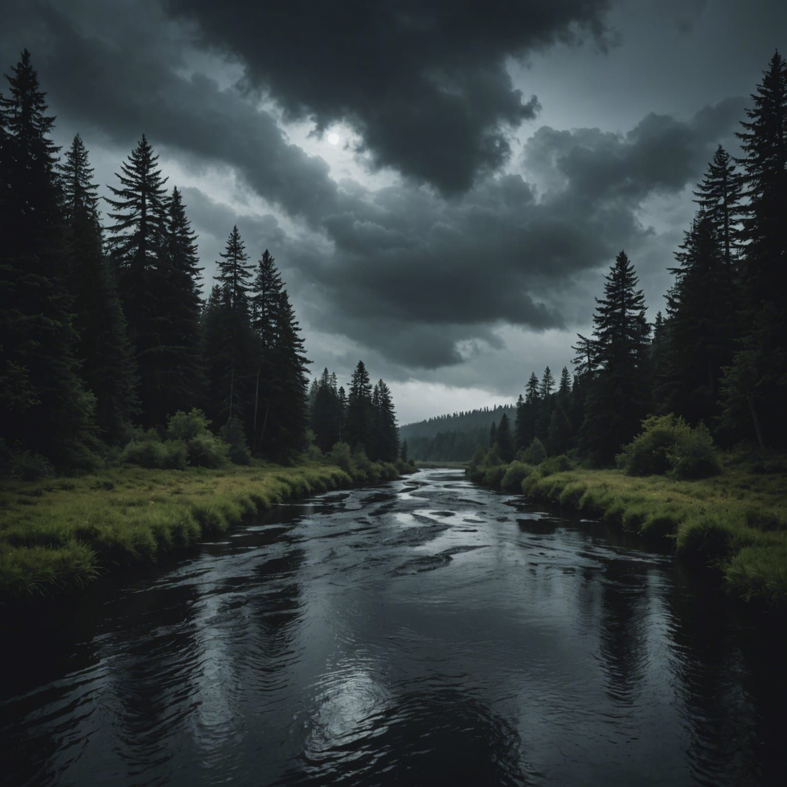 Brooding Cityscape at Twilight with Winding Paths