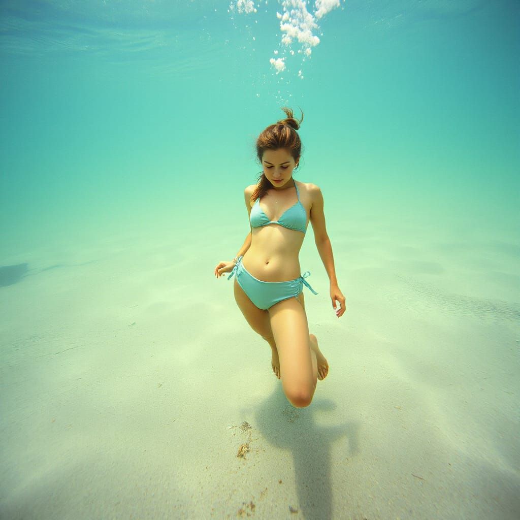 Teal Bikini Descends into Ocean Depths