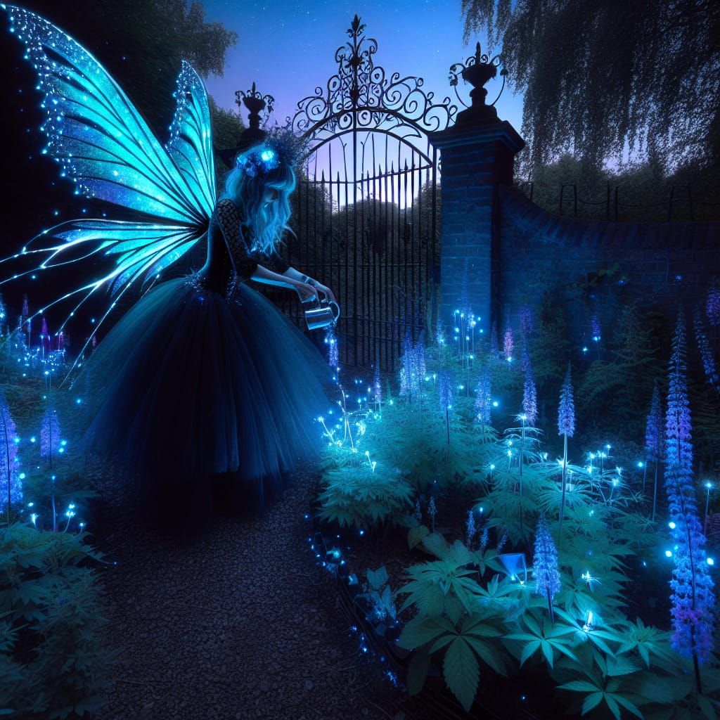 Gothic-Punk Fairy Garden at Twilight