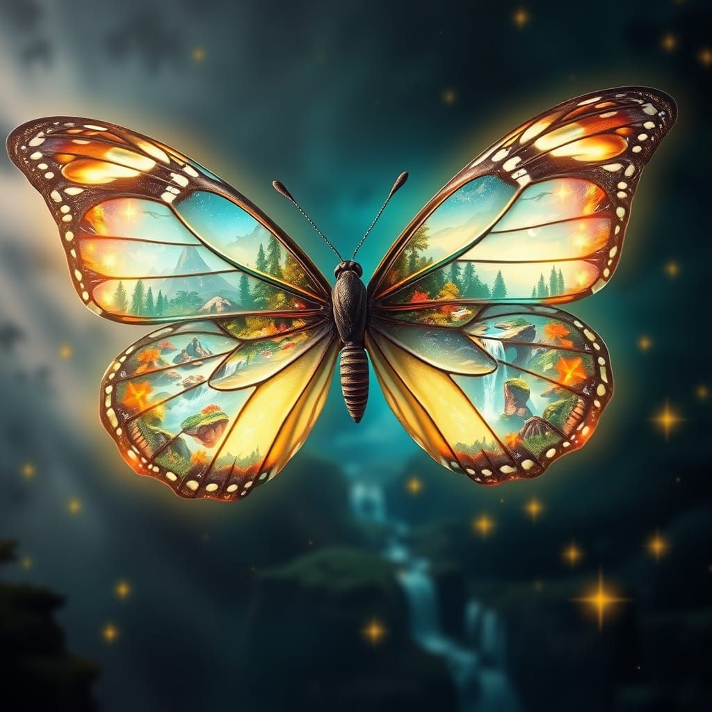 Butterfly Wings Portal to Miniature Fantasy Worlds