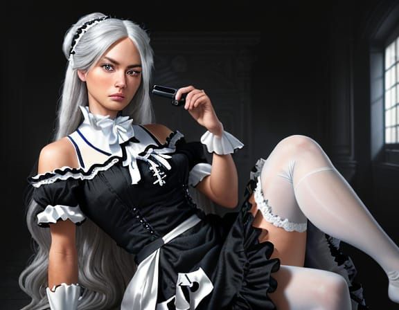 Ethereal French Maid Beauty in Sepia Tone