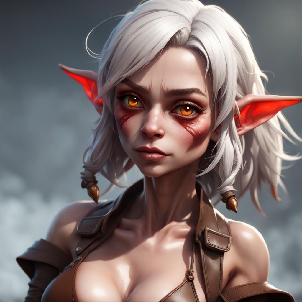 Chibi Goblin Portrait in Hyperdetailed Style