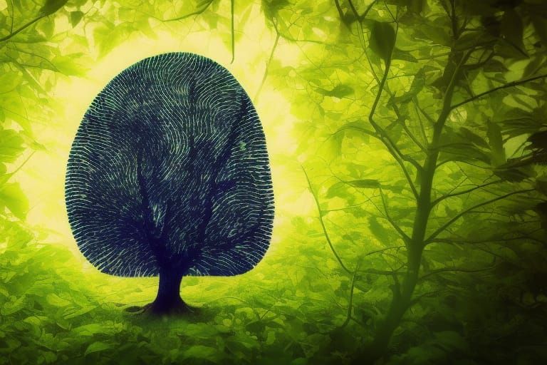 Surreal Fingerprint Formed From Tree Branches