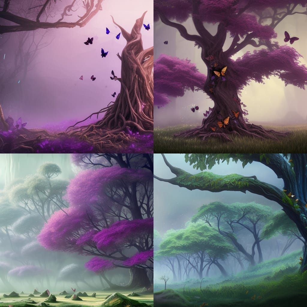 Tree of Butterflies: Detailed Matte Painting