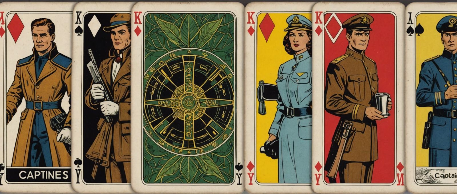 Sci-Fi Deck of Cards with Knives and Coins