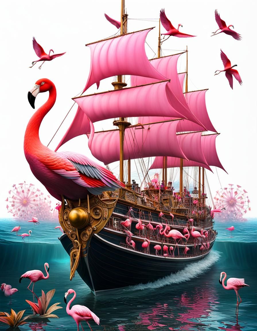 Flamingo Ship: A Maximalist Graffiti Art Creation