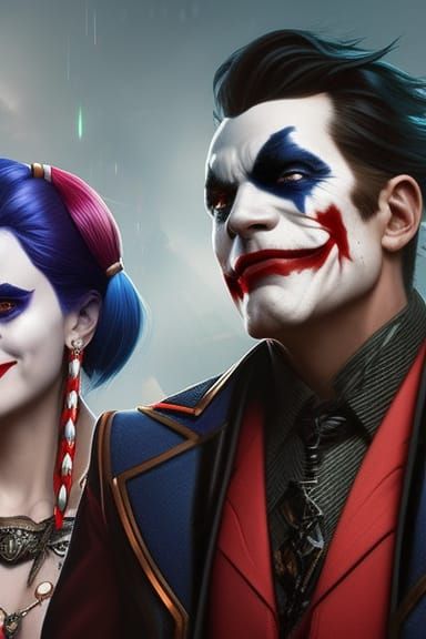 Joker and Harley Quinn Love in Hyperdetailed Digital Art